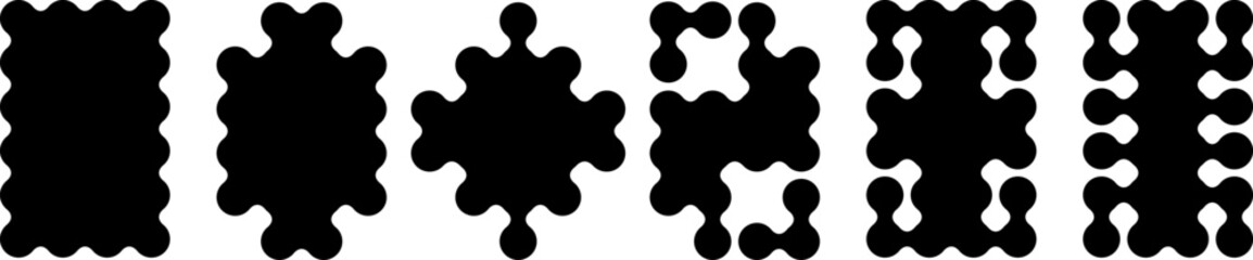 Geometric metaballs liquid shapes, frame flat style, vector isolated on a white background
