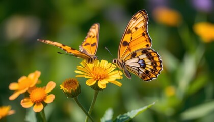 Obraz premium butterfly landing on blooming flower