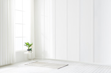 Empty luxury modern Room with a large window and Natural Light, Modern interior design with a light...