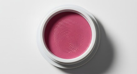 Pink Clay Mask with Fingerprint Texture Inside a White Jar, a Beauty Product for Skincare and Facial Treatment on a Clean White Background, Ideal for Cosmetics and Wellness Concepts