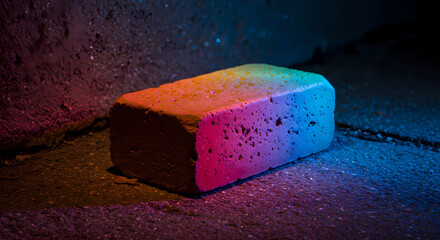 Rainbow Brick: Neon Night Photo