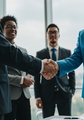 Photo of Business Handshake with People Meeting in Modern Office Lighting