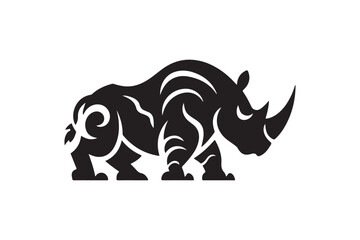 Fototapeta premium Powerful Stylized Black Rhino Vector Mascot Design for Sports Teams, Brand Logos