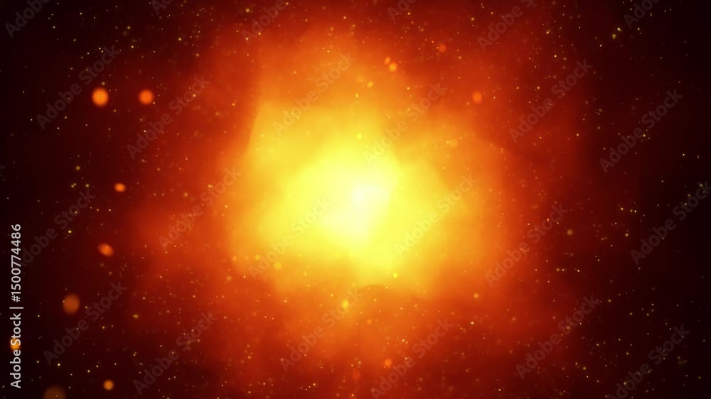 Poster abstract blurred fireball flame tunnel with sparks seamless looping animation.