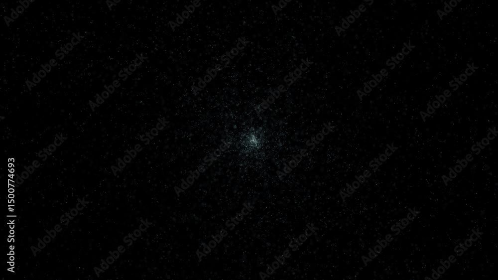 Poster artistic universe with stars loop animation on clean black background.