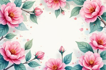 Delicate watercolor-style blossoms, endlessly repeating , print, seamless