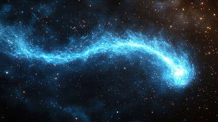 Obraz premium Cosmic blue nebula streamer in dark space