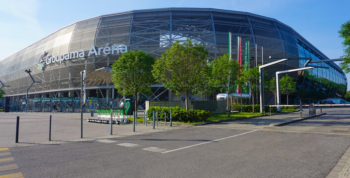 Budapest, Hungary - May 14, 2025: The Ferencvaros Stadion, also known as the Groupama Arena, is a multi-purpose stadium in Budapest, Hungary