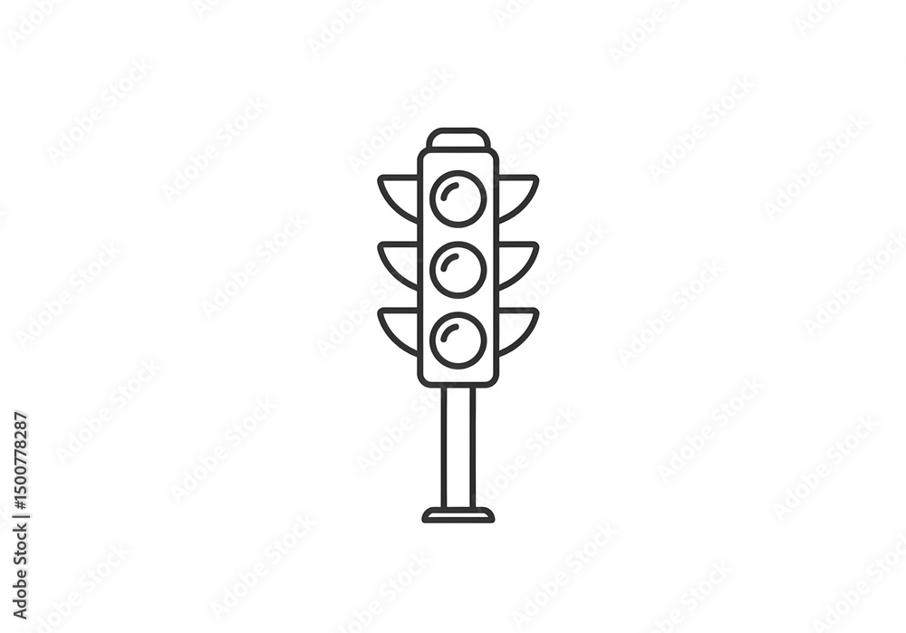 Aufkleber isolated traffic light icon with three circular lights on a white background in outline style design