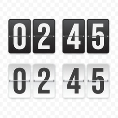 Vector illustration of a flip clock icon sign and symbol  quarter to three. Black and white colored icons for website design .Simple design