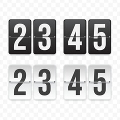 Vector illustration of a flip clock icon sign and symbol  quarter to twenty-four. Black and white colored icons for website design .Simple design