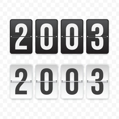 Vector illustration of a flip clock icon sign and symbol  2003. Black and white colored icons for website design .Simple design