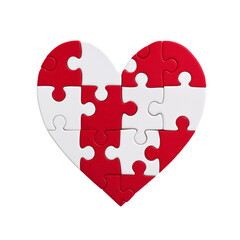 Red and white heart-shaped jigsaw puzzle