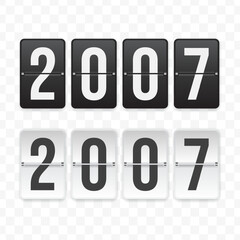 Vector illustration of a flip clock icon sign and symbol  2007. Black and white colored icons for website design .Simple design