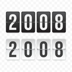 Vector illustration of a flip clock icon sign and symbol  2008. Black and white colored icons for website design .Simple design