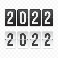 Vector illustration of a flip clock icon sign and symbol  2022. Black and white colored icons for website design .Simple design