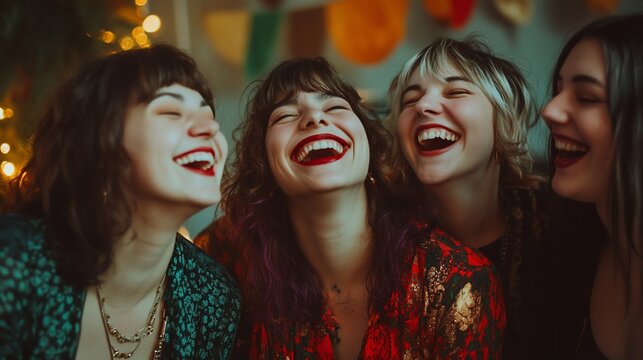 Four joyful women sharing laughter and creating unforgettable memories