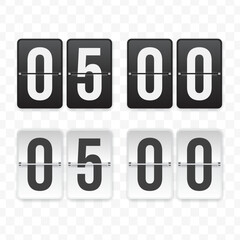 Vector illustration of a flip clock icon sign and symbol  five o'clock. Black and white colored icons for website design .Simple design