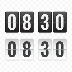 Vector illustration of a flip clock icon sign and symbol  half past eight. Black and white colored icons for website design .Simple design