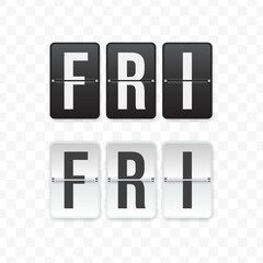 Vector illustration of a flip clock icon sign and symbol  Friday. Black and white colored icons for website design .Simple design