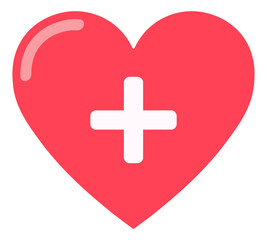 Obraz premium Flat icon of pink heart with medical cross. Health care and medical symbol. Vector illustration on transparent background.