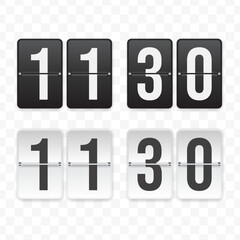 Vector illustration of a flip clock icon sign and symbol  half past eleven. Black and white colored icons for website design .Simple design