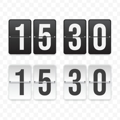 Vector illustration of a flip clock icon sign and symbol  half past fifteen. Black and white colored icons for website design .Simple design