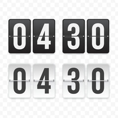 Vector illustration of a flip clock icon sign and symbol  half past four. Black and white colored icons for website design .Simple design