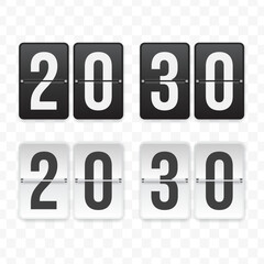 Vector illustration of a flip clock icon sign and symbol  half past twenty. Black and white colored icons for website design .Simple design