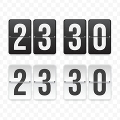 Vector illustration of a flip clock icon sign and symbol  half past twenty-three. Black and white colored icons for website design .Simple design