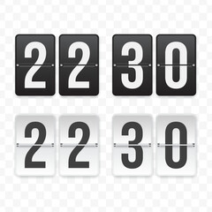 Vector illustration of a flip clock icon sign and symbol  half past twenty-two. Black and white colored icons for website design .Simple design