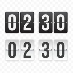 Vector illustration of a flip clock icon sign and symbol  half past two. Black and white colored icons for website design .Simple design