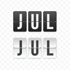 Vector illustration of a flip clock icon sign and symbol  July. Black and white colored icons for website design .Simple design