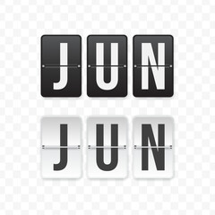 Vector illustration of a flip clock icon sign and symbol  June. Black and white colored icons for website design .Simple design
