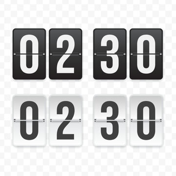 Vector illustration of a flip clock icon sign and symbol  half past two. Black and white colored icons for website design .Simple design