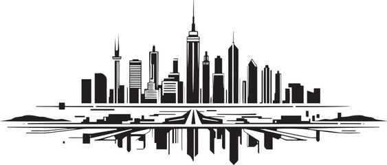Obraz premium Futuristic cityscape. Hand drawn vector illustration 