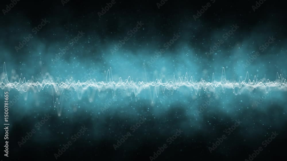Wall mural dark blue smoke cloud with wavy lines oscillation loop animation background.
