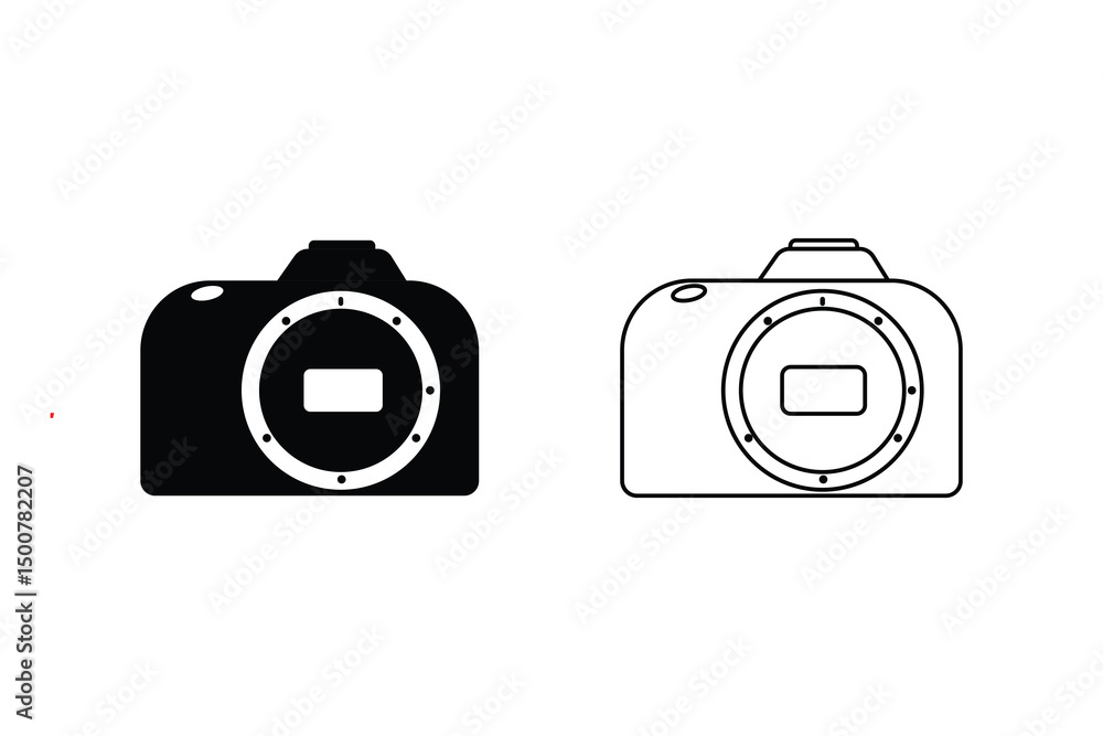 Poster camera icon: a concise and easily recognizable camera icon, representing photography, design and vis