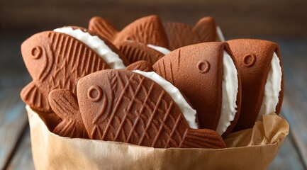 Fish-shaped cookies filled with cream