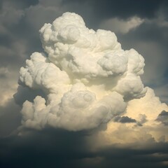 Intense dramatic weather scene, a graceful and elegant beautiful cloud in stormy skies, high tension, refined features
