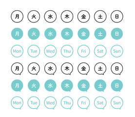 曜日のシンプルなアイコン　単色