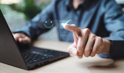 Satisfaction review feedback service quality. Customer service survey assessment. Evaluation rating.