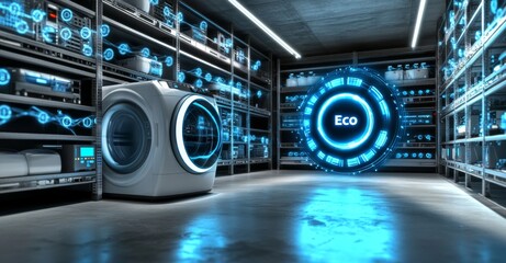 Fototapeta premium Picture of an electric vehicle's dashboard and data processing across computer servers