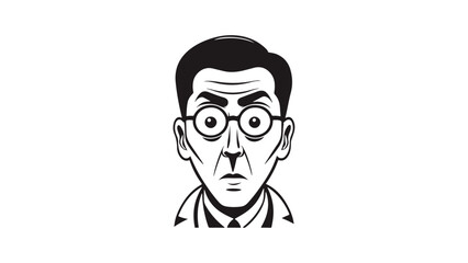  interested person in suit and glasses vector illustration