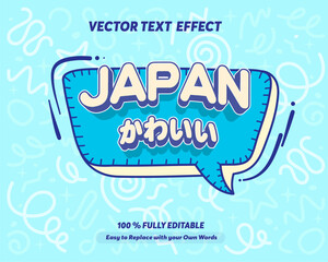 Editable text effect Japanese Kawaii Congrats promotion template 3d cartoon template. Thank You text effect in Japan Language Print	