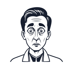 simple amazed person with wide open eyes vector illustration