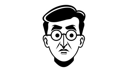 person with serious face and glasses vector shape illustration