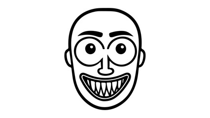person smiling with scary tooth vector simple line art shape illustration