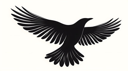 Fototapeta premium Soaring Silhouette: A stark, yet beautiful silhouette of a bird taking flight, captured in elegant minimalist style.
