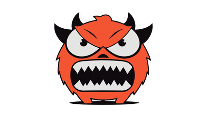 red angry devil monster cartoon vector illustration